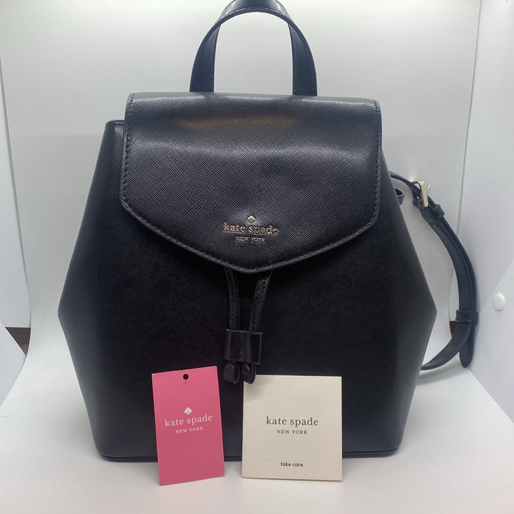 Kate Spade Lizzie Medium Flap Backpack- Black - Picture 10 of 12